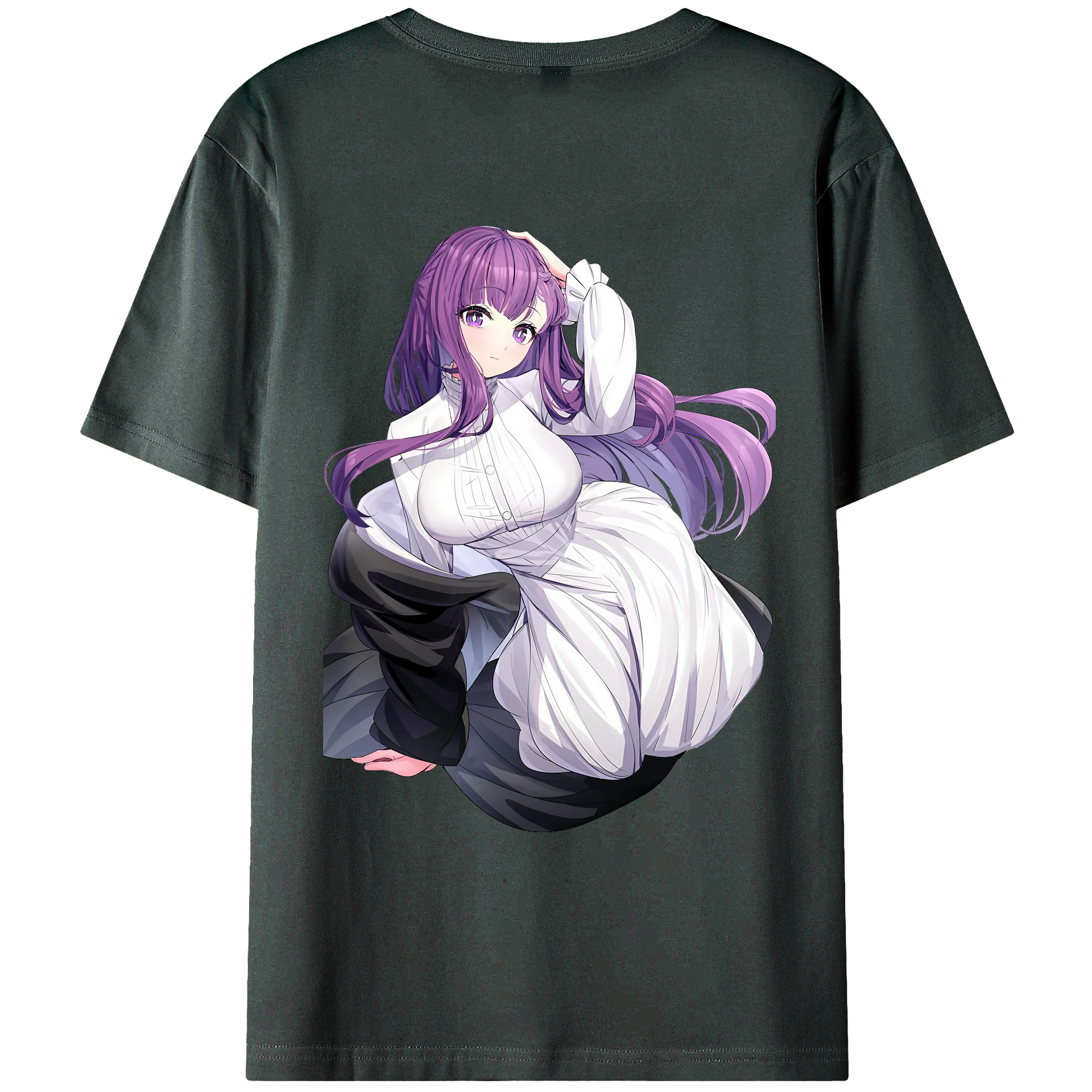 （画像用） 葬送のフリーレン Frieren 綿100％ メンズ半袖Tシャツ（バックプリント） 通気性